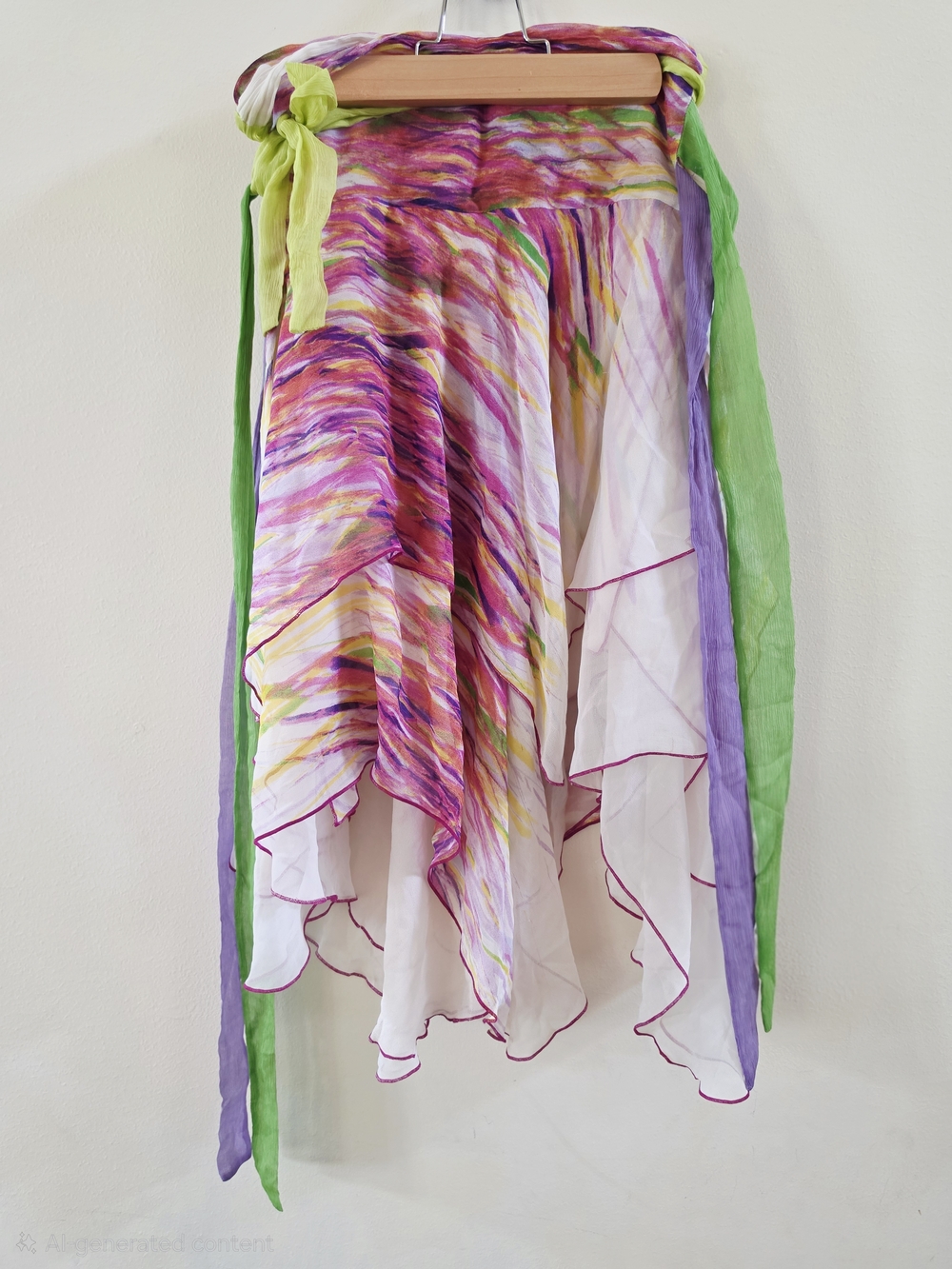 NWOT Diane Von Furstenberg Multicolor Wrap Ruffle Skirt with Sashes Size 2